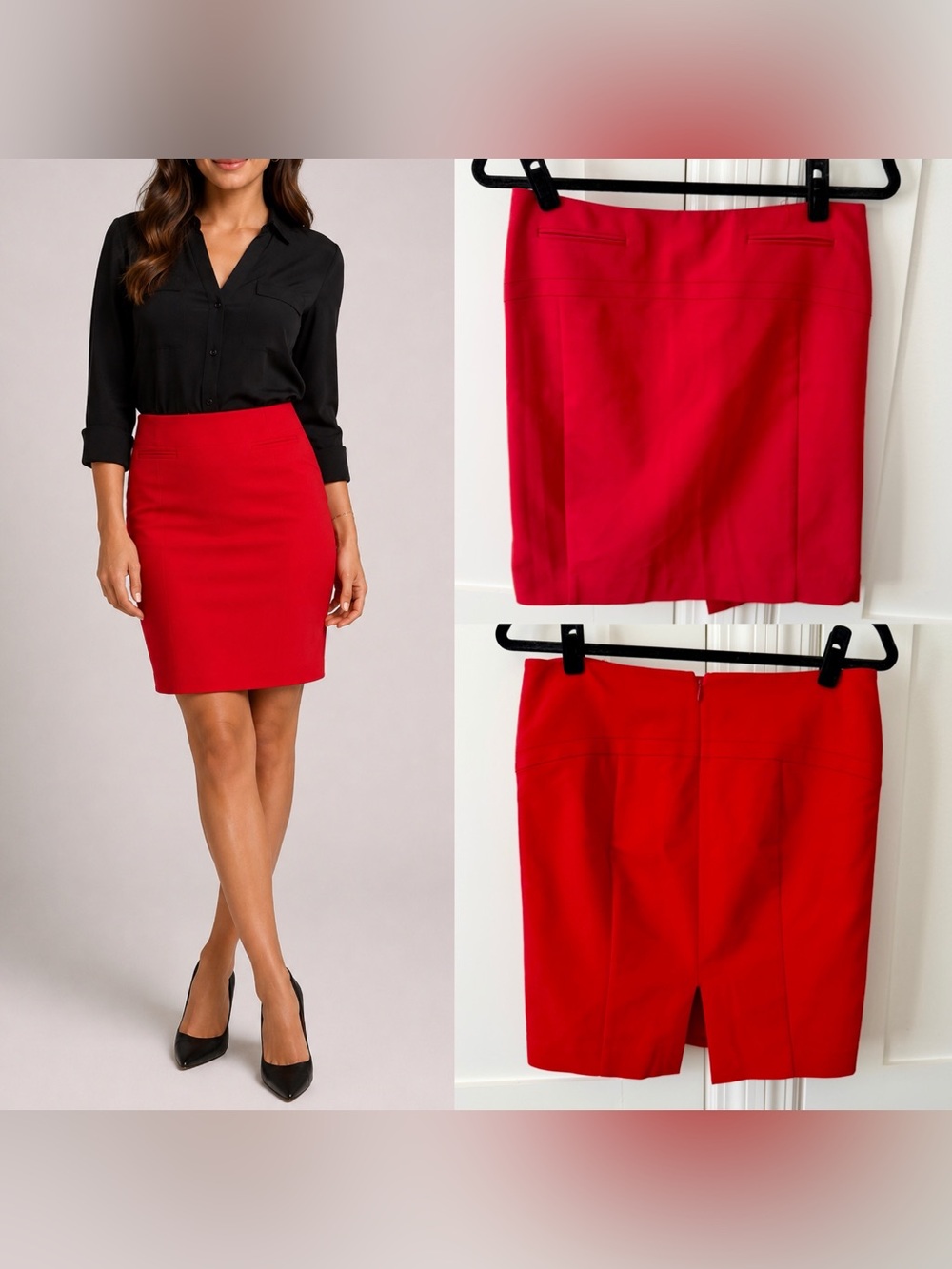 Express Y2K Tailored Cotton Blend Mini Pencil Skirt Red Sz 6